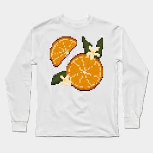 Orange Slice Pixels Long Sleeve T-Shirt